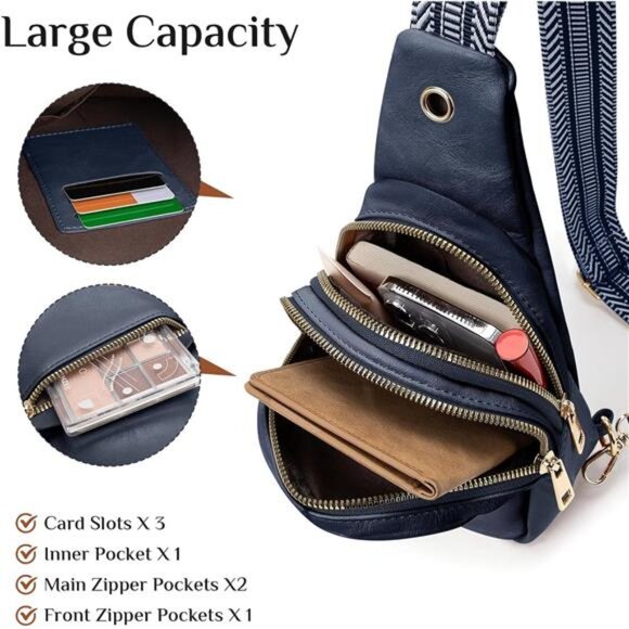 Sling Bags, Small Crossbody Bags Navy Blue - Picture 6 of 7